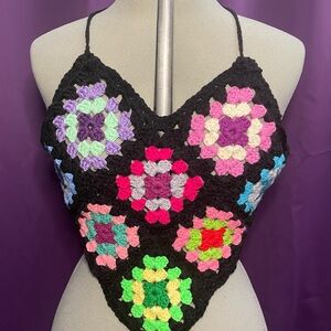Colorful Handmade Granny Square Halter Top